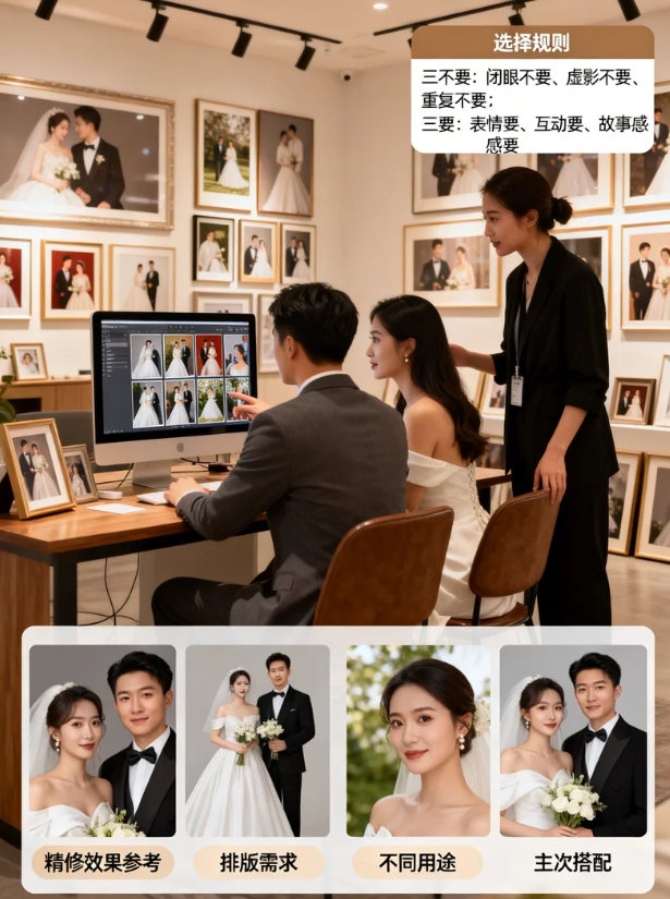 拍摄婚纱照怎么选片？婚纱照底片选片精修入册